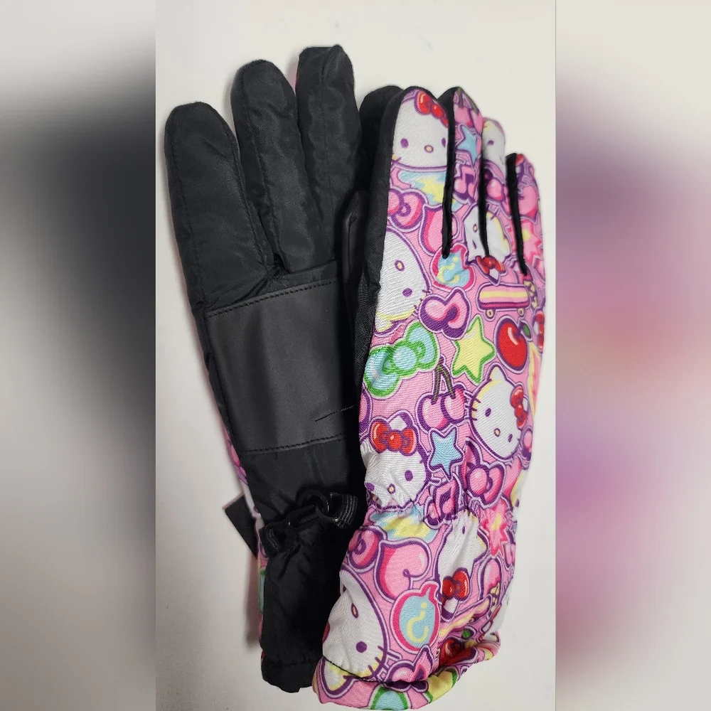 S/M Girls Hello Kitty Ski Gloves Young Kids  Multicolor Pink Design Winter New